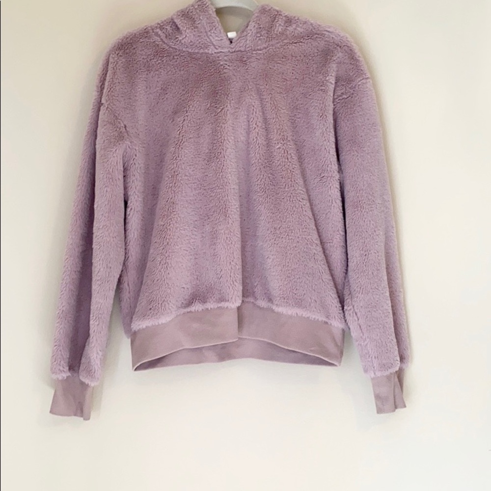 Lavender fuzzy hooded sweatshirt